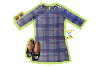 Un vestido en pied-de-poule es un clásico absoluto para incorporar al ropero