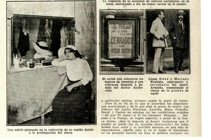 Revista Fray Mocho, rescatada por el libro "Los productores", dando cuenta de un conflicto previo a 1919 por el cual se cerraron los teatros por incumplimiento de disposiciones municipales