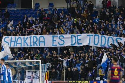Una bandera con una frase que levantó revuelo en el partido de vuelta de los cuartos de final de la Copa del Rey entre Barcelona y Espanyol