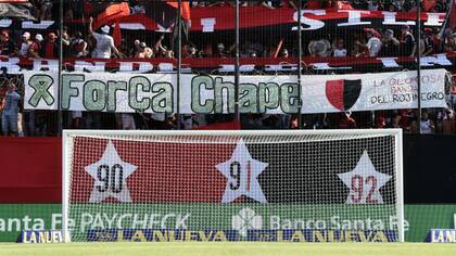 Una bandera en la tribuna de Newell''s
