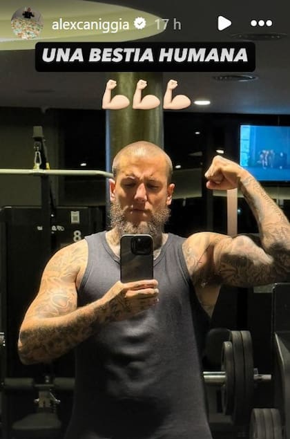 "Una bestia humana", así se calificó Alex Caniggia en su Instagram