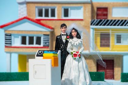 Una boda con casa y electrodomésticos, un buen "combo" en miniatura