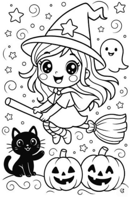 Una bruja voladora para Halloween