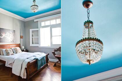 Una buena idea para un dormitorio con techo alto: elegir un color con mucha personalidad. Quizás no te animes a algo así en el living y el cuarto sea un buen espacio para aplicar esta idea