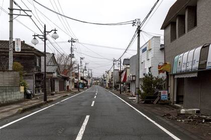 Una calle desierta en la ciudad de Futaba, a seis kilómetros de Fukushima