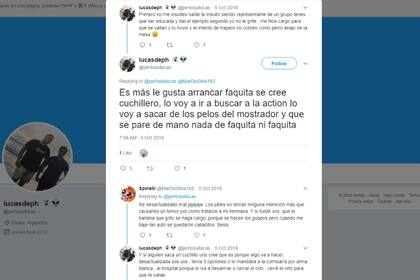 Una captura de los mensajes que intercambió Pertossi con su acosadora