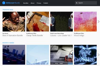 Una captura de pantalla del servicio BitTorrent Bundle