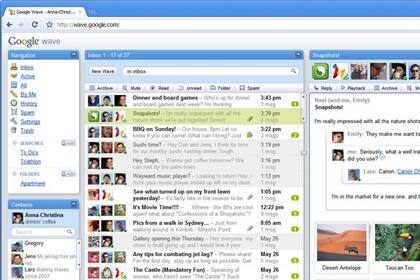 Una captura de pantalla del servicio Wave de Google, ahora disponible para más usuarios