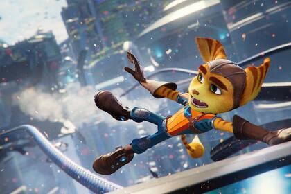 Una captura de Ratchet & Clank: RIft Apart, disponible para la PlayStation 5