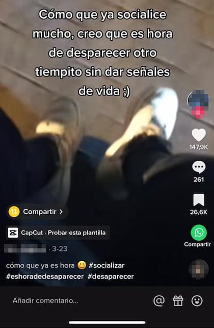 Una captura de TikTok.  “En un país donde desaparecen personas con frecuencia, como en México o Argentina, y donde la desaparición de un hijo es algo temido por todos los padres, este reto golpea el punto más vulnerable de las familias”, reflexiona Zysman. 