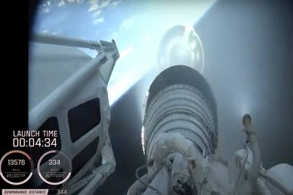 Una captura de video presentada por la NASA sobre el trayecto de Perseverance rumbo a Marte