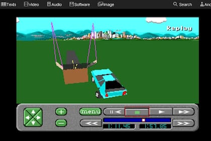 Una captura del juego Stunts desde el simulador de DOS para navegadores web del catálogo de Internet Archive