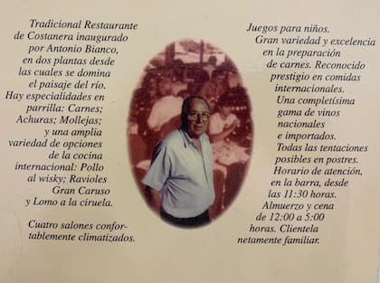 Una carta antigua del local