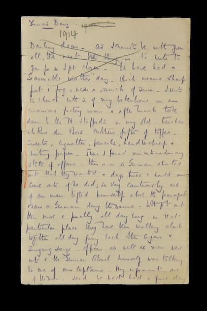 Una carta escrita por el general Walter Congreve a su esposa en la que le contaba sobre la Tregua de Navidad de 1914.