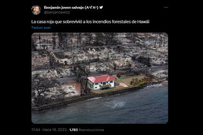 Una casa de Hawai se lleva todas las miradas por sobrevivir al fuego (Captura Twitter)