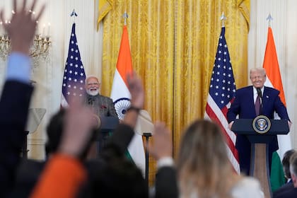 Una conferencia de prensa con el presidente estadounidense Donald Trump y el primer ministro de la India, Narendra Modi, en la Sala Este de la Casa Blanca