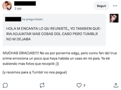 Una conversación entre dos fanáticos de la True Crime Community en la Argentina, que se emocionaban ante el reciente caso de Gino C. en Santa Fe