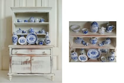 Una de las alacenas de su última colección, la porcelana a medida la fue consiguiendo en distintos viajes y anticuarios.