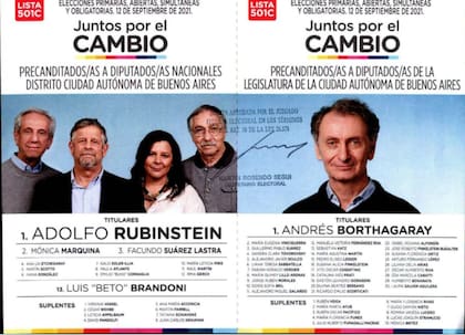 Una de las boletas de Juntos por el Cambio para competir en las PASO