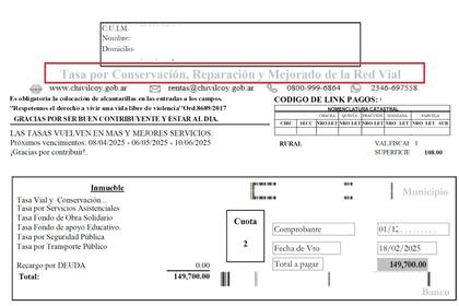 Una de las boletas que reflejan los aumentos en las tasas municipales