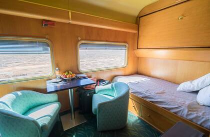 Una de las cabinas del Indian Pacific que recorre más de 4000 kilómetros en Australia.
