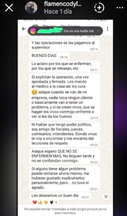 Una de las capturas compartida por la víctima