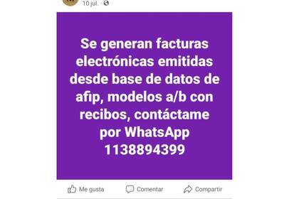 Una de las capturas publicadas en las redes sociales donde ofrecen los servicios de forma ilegal
