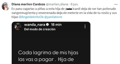Una de las cuentas que expuso la China Suárez tras las amenazas tiene en su perfil diferentes insultos contra ella