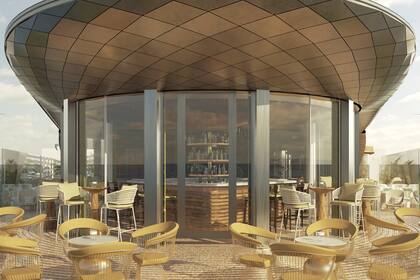 Una de las curiosidades es el techo con tejas de titanio, que va cambiando de tonalidad (de amarillo oro al gris plata), de acuerdo al momento del día.