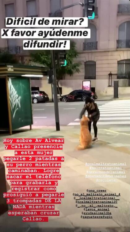 Una de las escenas que Oriana Sabatini denunció en sus redes. Crédito: Instagram