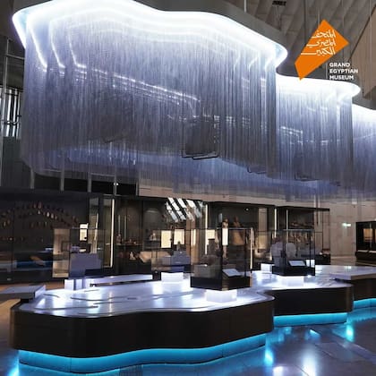 Una de las exposiciones en el Gran Museo Egipcio