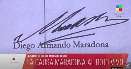 Una de las firmas de Maradona sobre las que discutieron en el programa