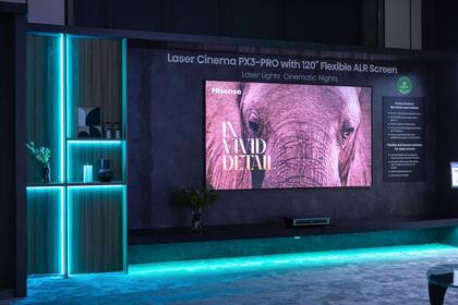 Una de las grandes pantallas que mostró Hisense, el Laser Cinema PX3-Pro