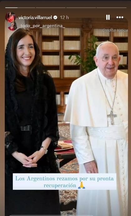 Una de las historias publicadas por Victoria Villarruel en Instagram