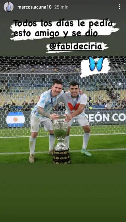 Una de las historias que compartió en su Instagram el Huevo tras la final con Brasil por la Copa América.