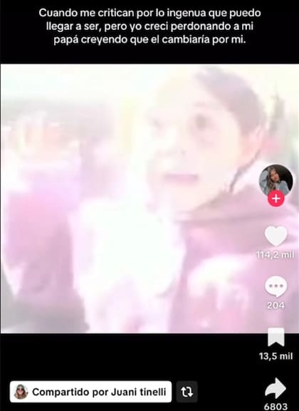 Una de las imágenes que Juanita Tinelli compartió en su cuenta de TikTok