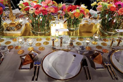 Una de las mesas del banquete, que se realizó en el Ayuntamiento de Estocolmo, tras la entrega de los galardones.