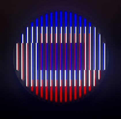 Una de las obras lumínicas de Sende, que hoy expone en Nueva York.