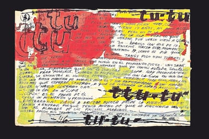 Una de las páginas de Besos Brujos (1965), escrita e intervenida por Alberto Greco