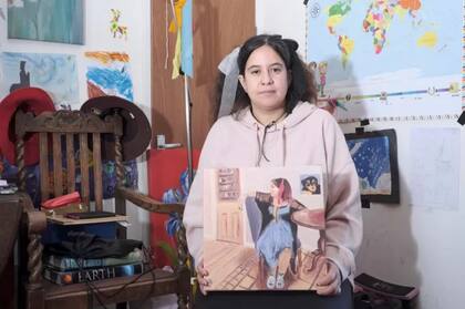 Una de las personas que Rebecca cuida es artista con esclerosis múltiple que pintó y le regaló un retrato