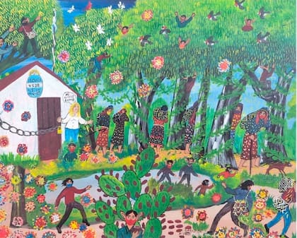 Una de las pinturas de la muestra cancelada en el Palacio Libertad