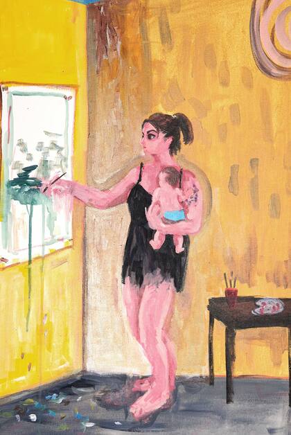 Una de las pinturas domésticas de la exposición "La fuerza domesticadora de lo pequeño", de Fátima Pecci Carou