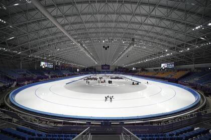 Una de las prácticas en el magnífico Gangneung Oval