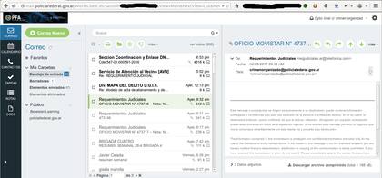 Una de las pruebas que dieron los hackers de su capacidad para acceder al mail del Ministerio de Seguridad