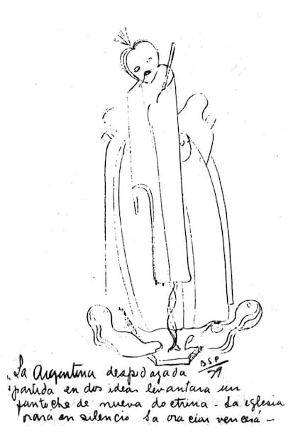 Una de las psicografías de Parravicini sobre la Argentina