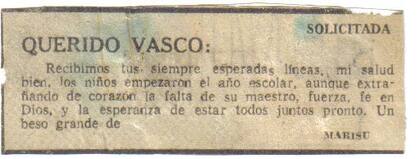 Una de las solicitadas publicadas por la familia de Larrabure en LA NACION, en respuesta a sus cartas