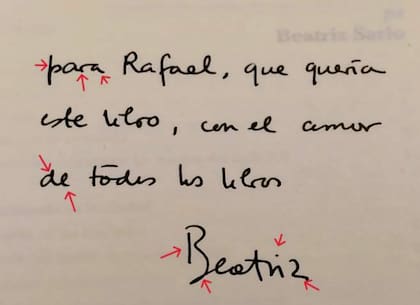 Una dedicatoria de Sarlo a Rafael Filippelli, su última pareja, ayudó a probar que los manuscritos presentados por Meza López fueron escritos por ella