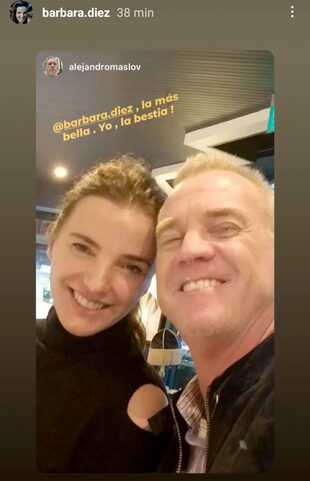 Una divertida story que Masloff subió la semana pasada en la que se refiere a ella como la bella y a él como el bestia, y que ella no dudó en compartir en sus redes.