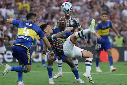 Una escena de Boca-Fluminense, la última final de la Libertadores que tuvo a un equipo argentino