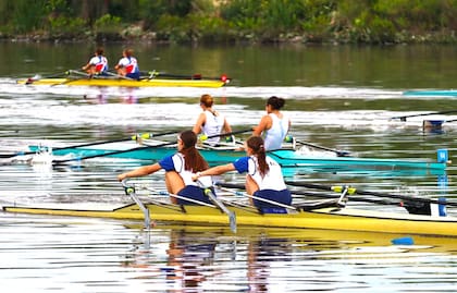 Una escena de la competencia en la Pista Nacional de Remo, en Tigre